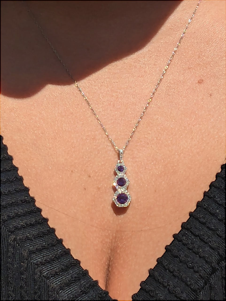 Matisse | 10k White Gold | Amethyst and Natural Diamond | Necklace