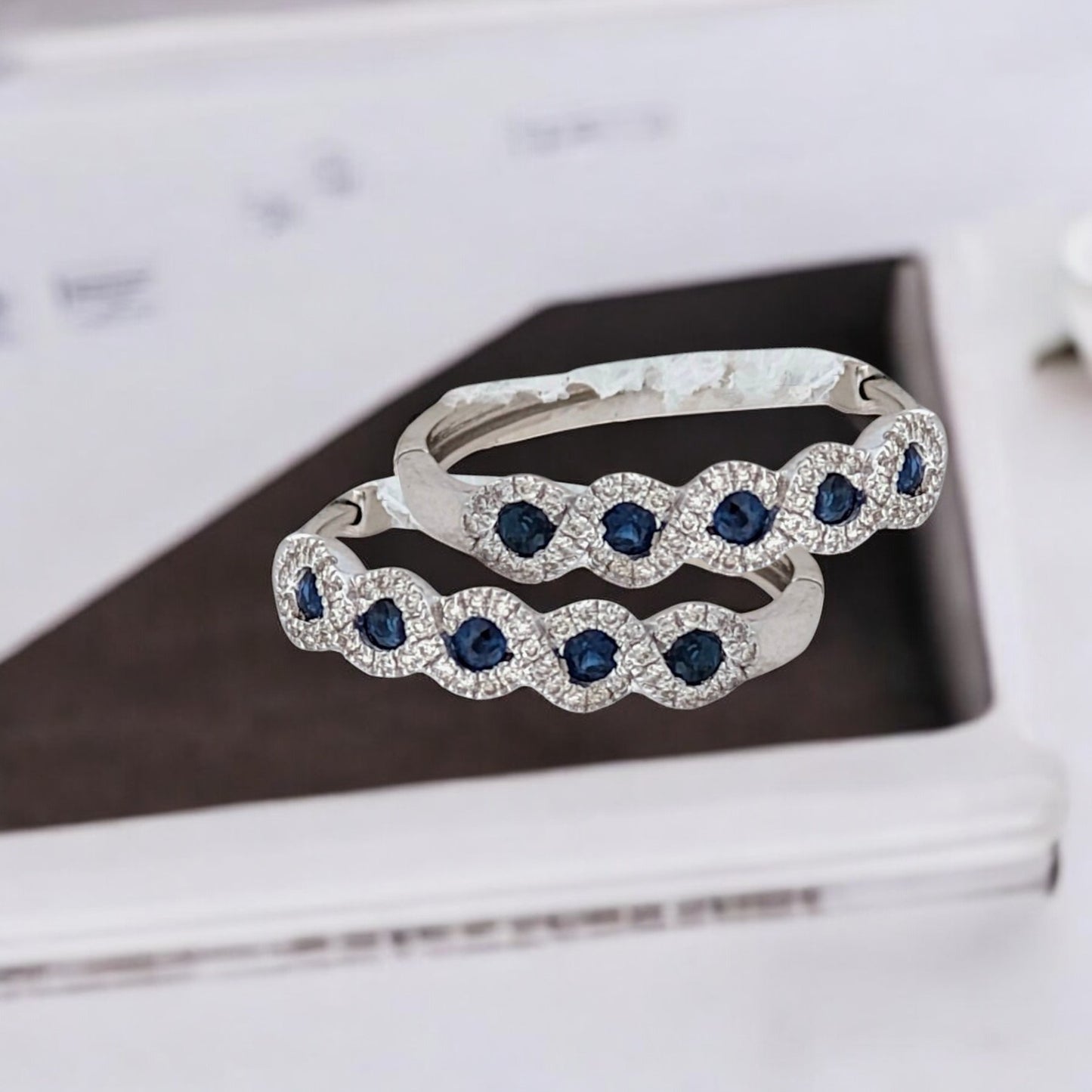 Aviana | 10K White Gold | Sapphire and Natural Diamond | Earrings