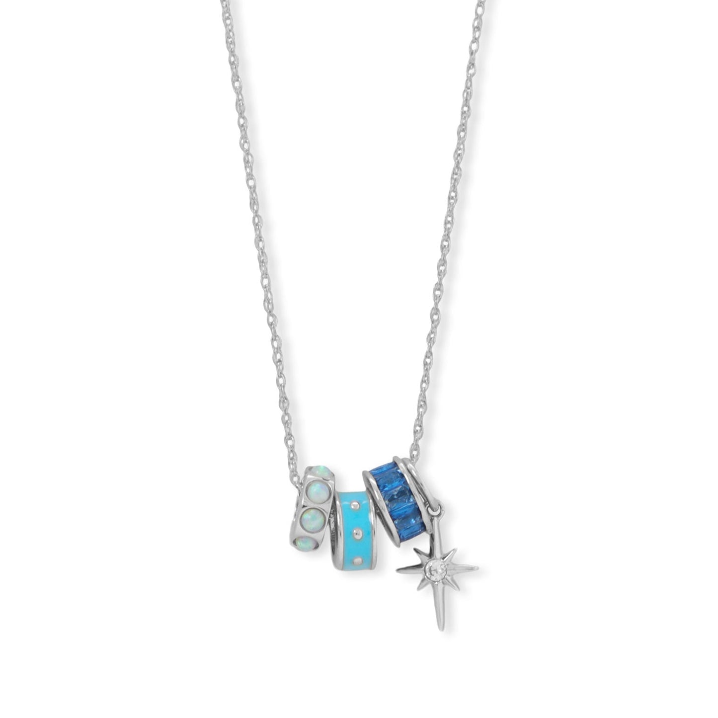 Twinkling Twilight! 18 Rhodium Plated Charm Necklace
