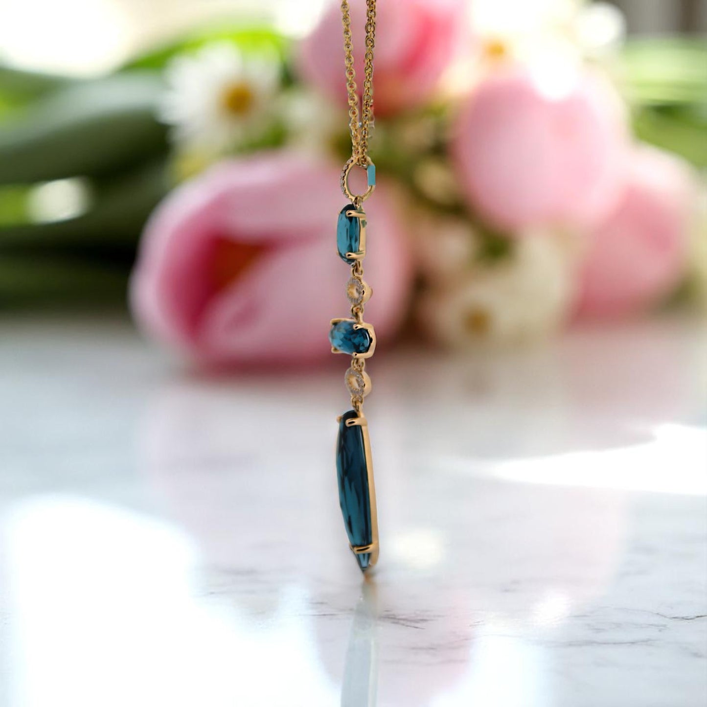 Blakely | 14K Yellow Gold | Topaz and Natural Diamond | Necklace