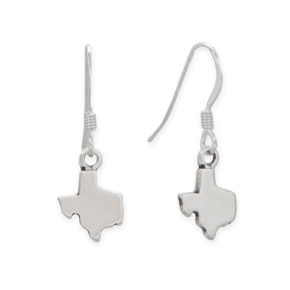 Small Oxidized Texas State French Wire Earrings