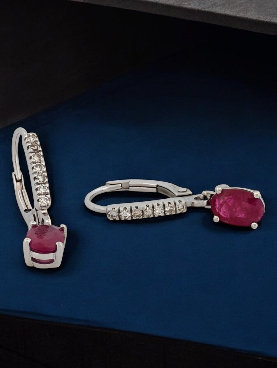 Cordelia | 14k White Gold | Ruby and Natural Diamond | Earrings