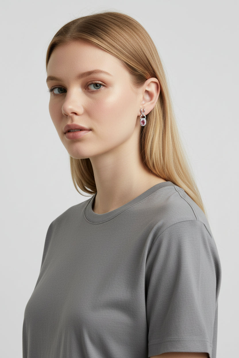 Simone | 10K White Gold | Tourmaline and Natural Diamond | Earrings