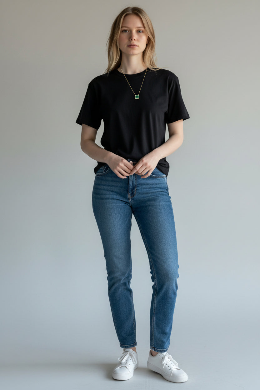 Jemma | 14k Yellow Gold | Emerald & Diamond | Necklace