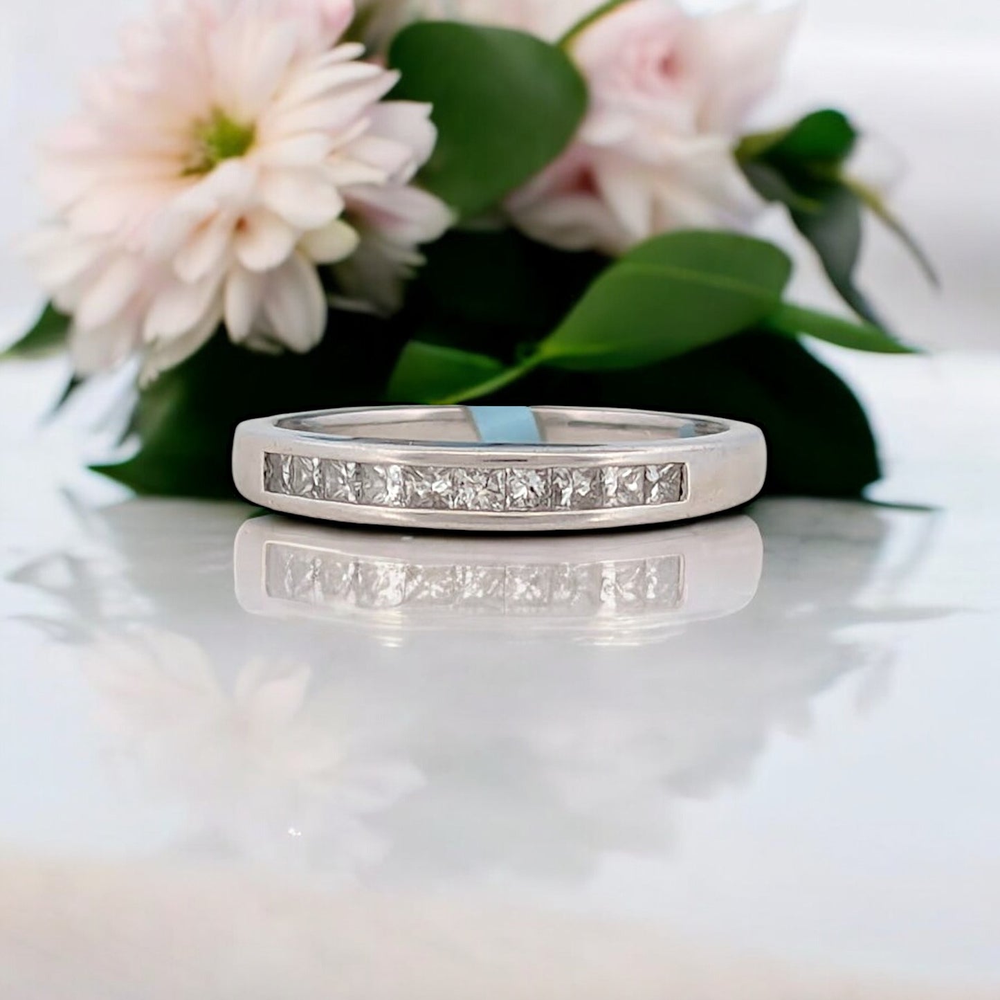 Grier Platinum Band with 1/4 ctw Princess-Cut Natural Diamonds, Channel Set
