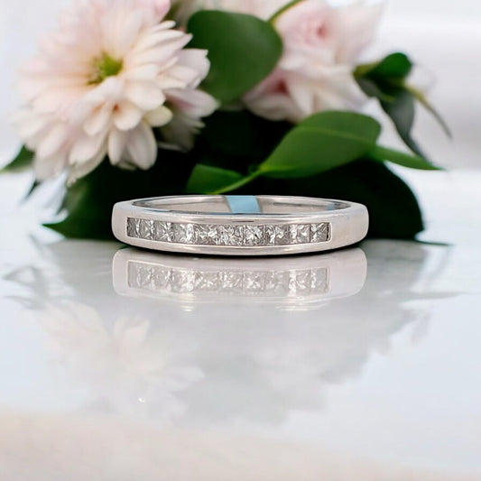 Grier Platinum Band with 1/4 ctw Princess-Cut Natural Diamonds, Channel Set
