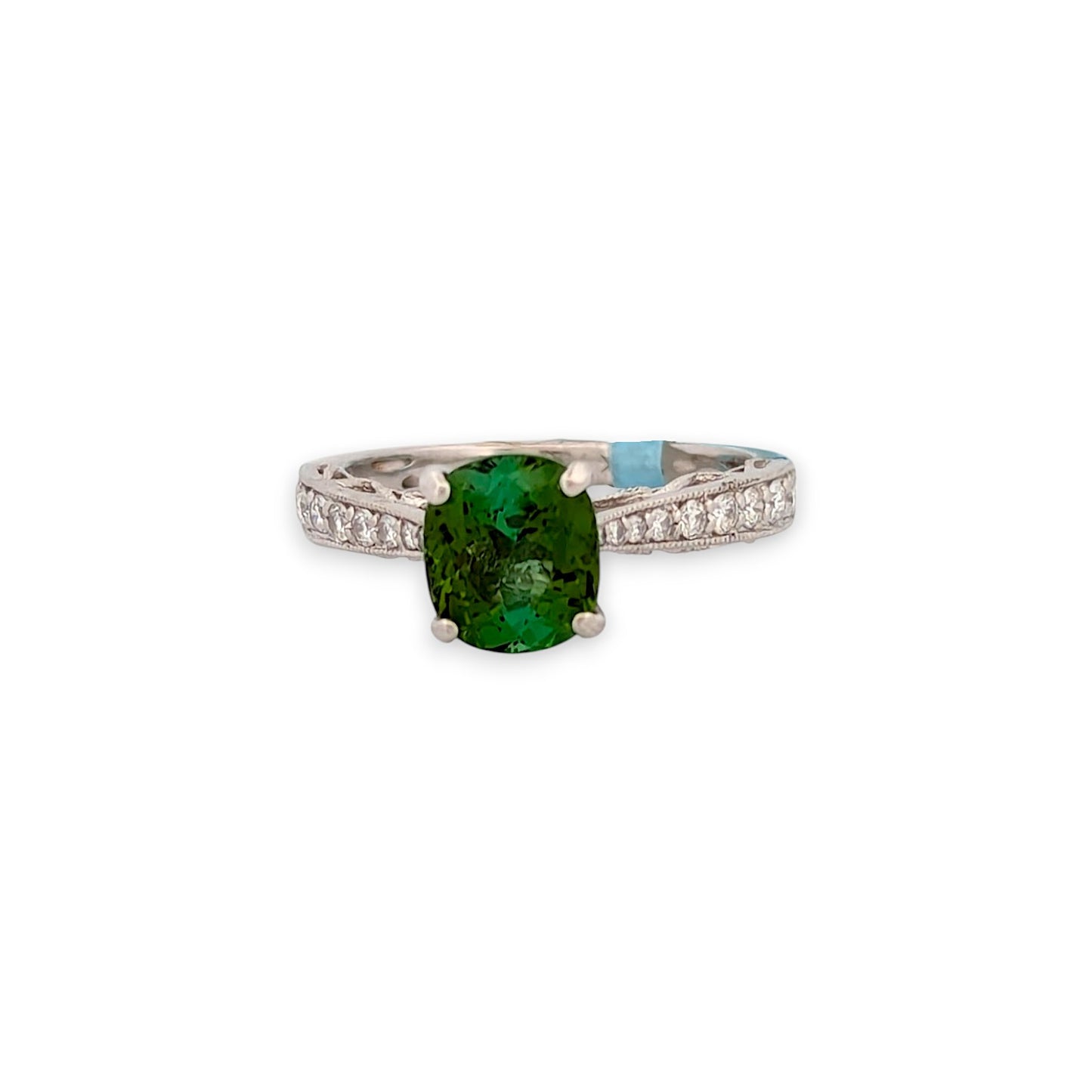 Evadne | 18k White Gold | Tourmaline and Natural Diamond | Ring