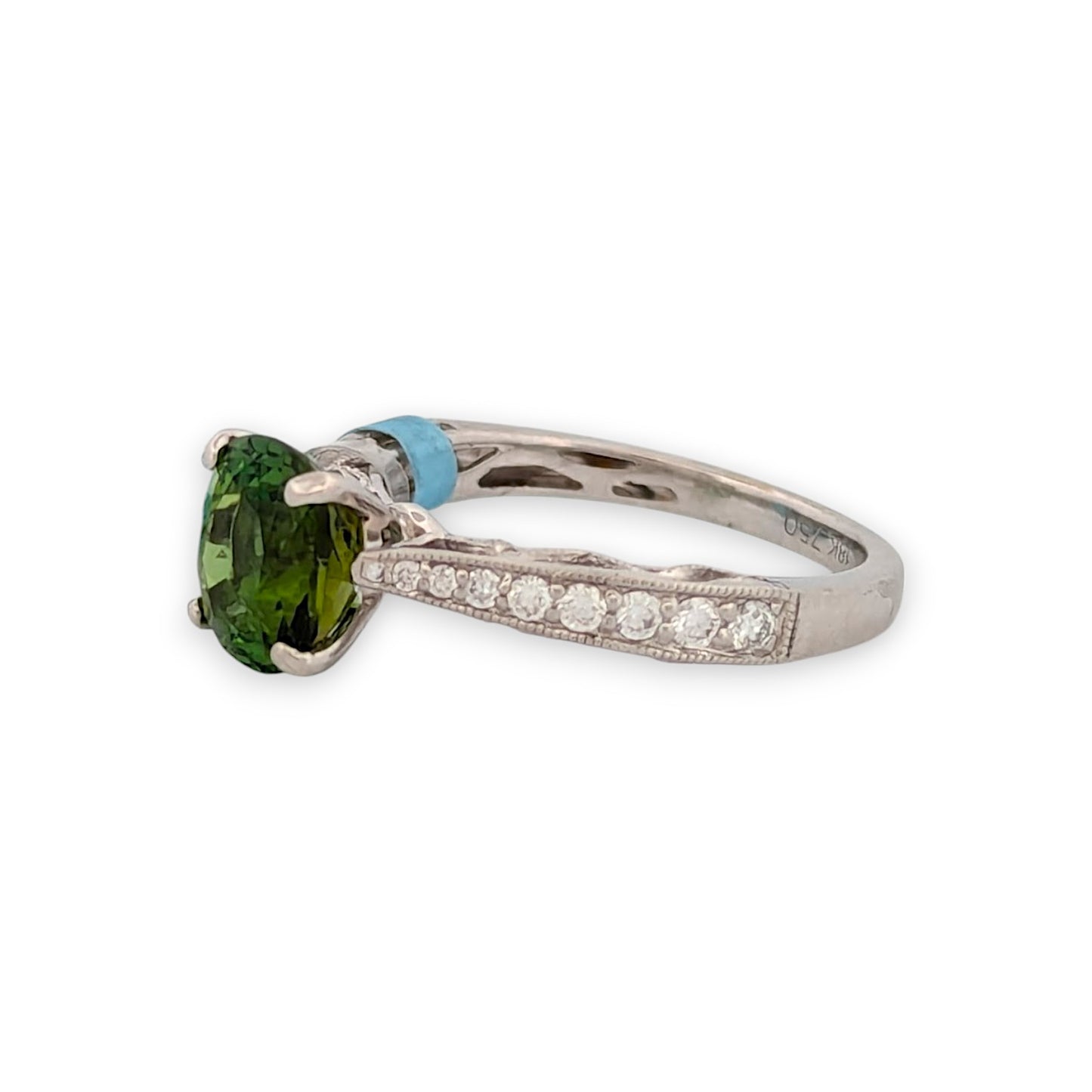 Evadne | 18k White Gold | Tourmaline and Natural Diamond | Ring