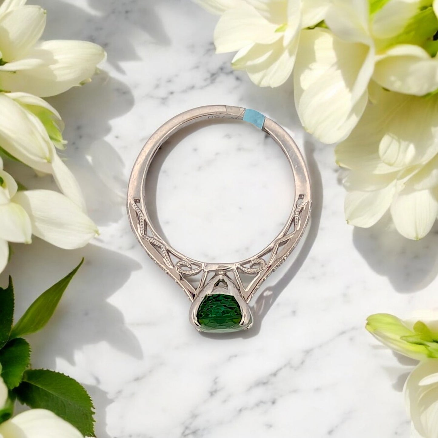 Evadne | 18k White Gold | Tourmaline and Natural Diamond | Ring