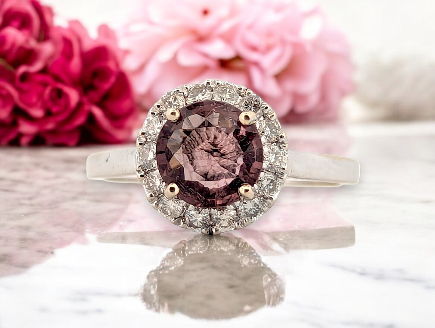 Sienna | 14K White Gold | Tourmaline and Natural Diamond | Ring