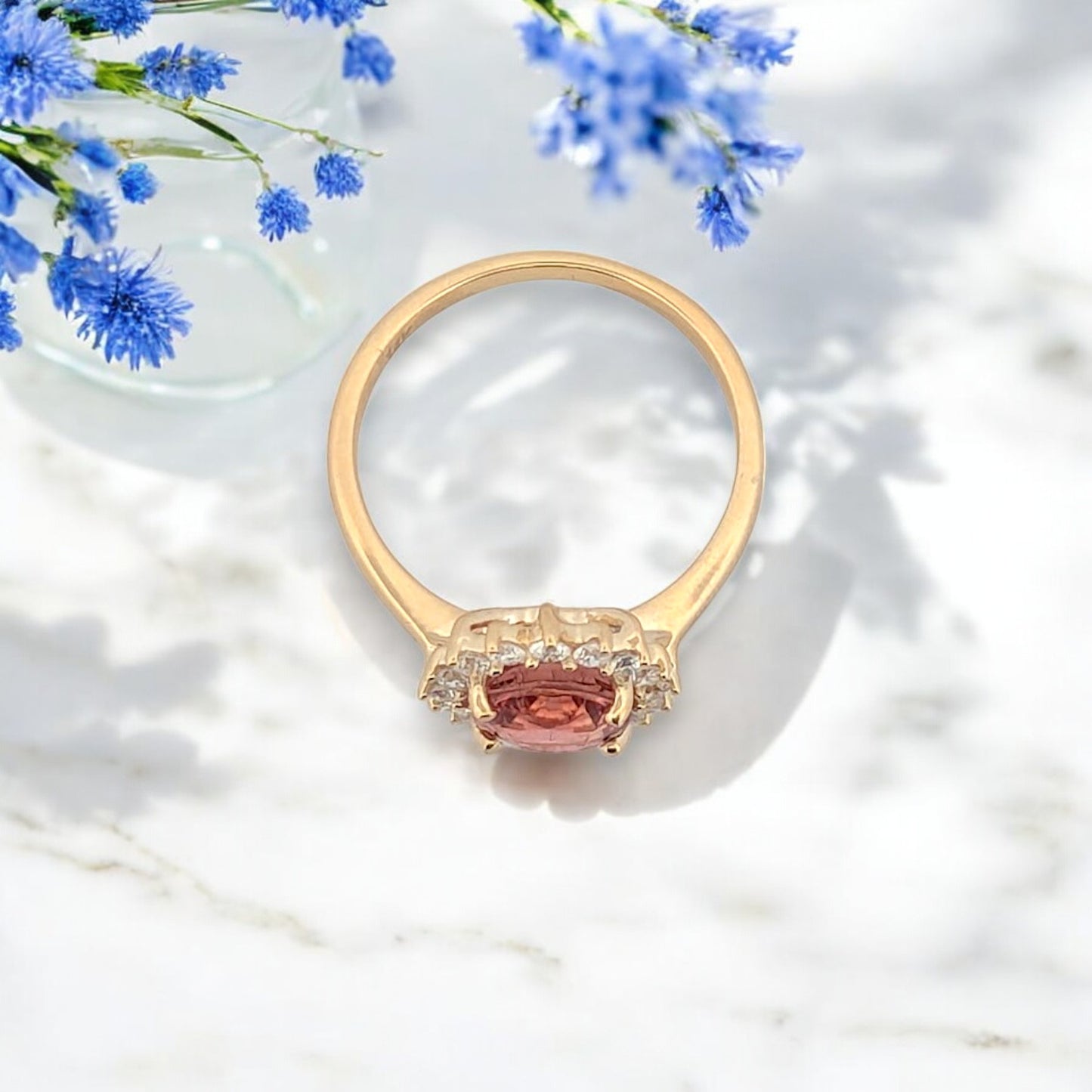 Calista | 14K Yellow Gold | Tourmaline and Natural Diamond | Ring