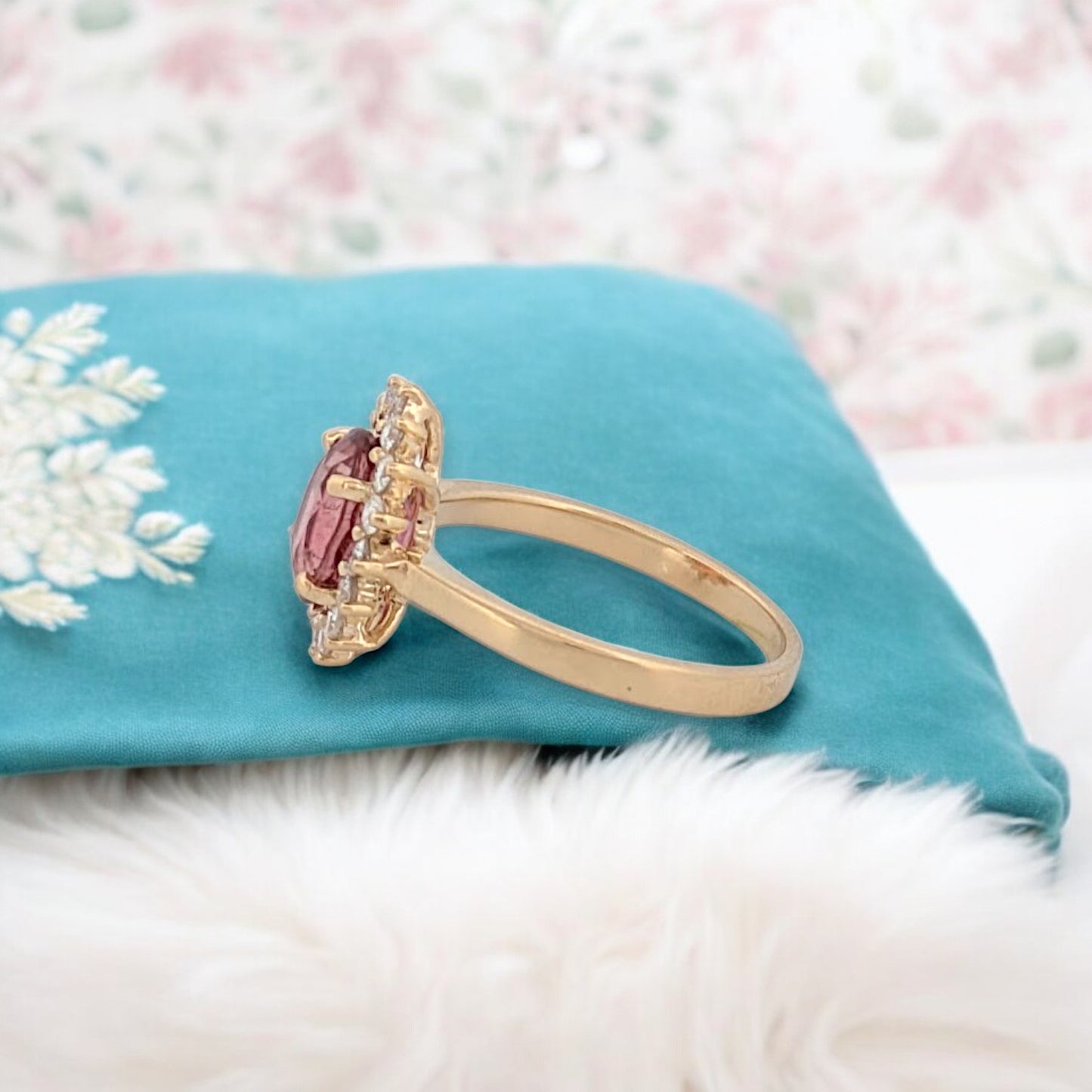 Calista | 14K Yellow Gold | Tourmaline and Natural Diamond | Ring