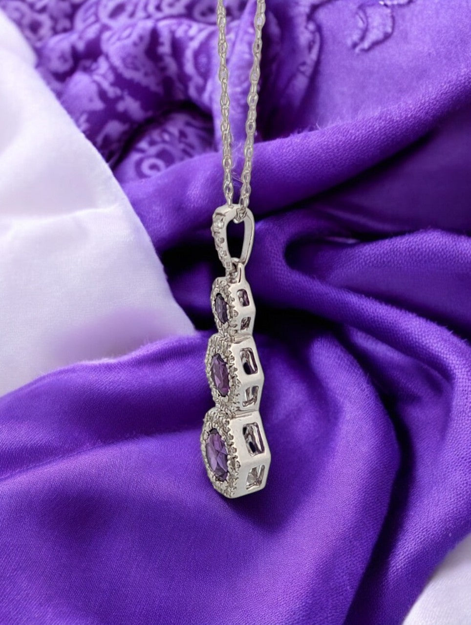 Matisse | 10k White Gold | Amethyst and Natural Diamond | Necklace