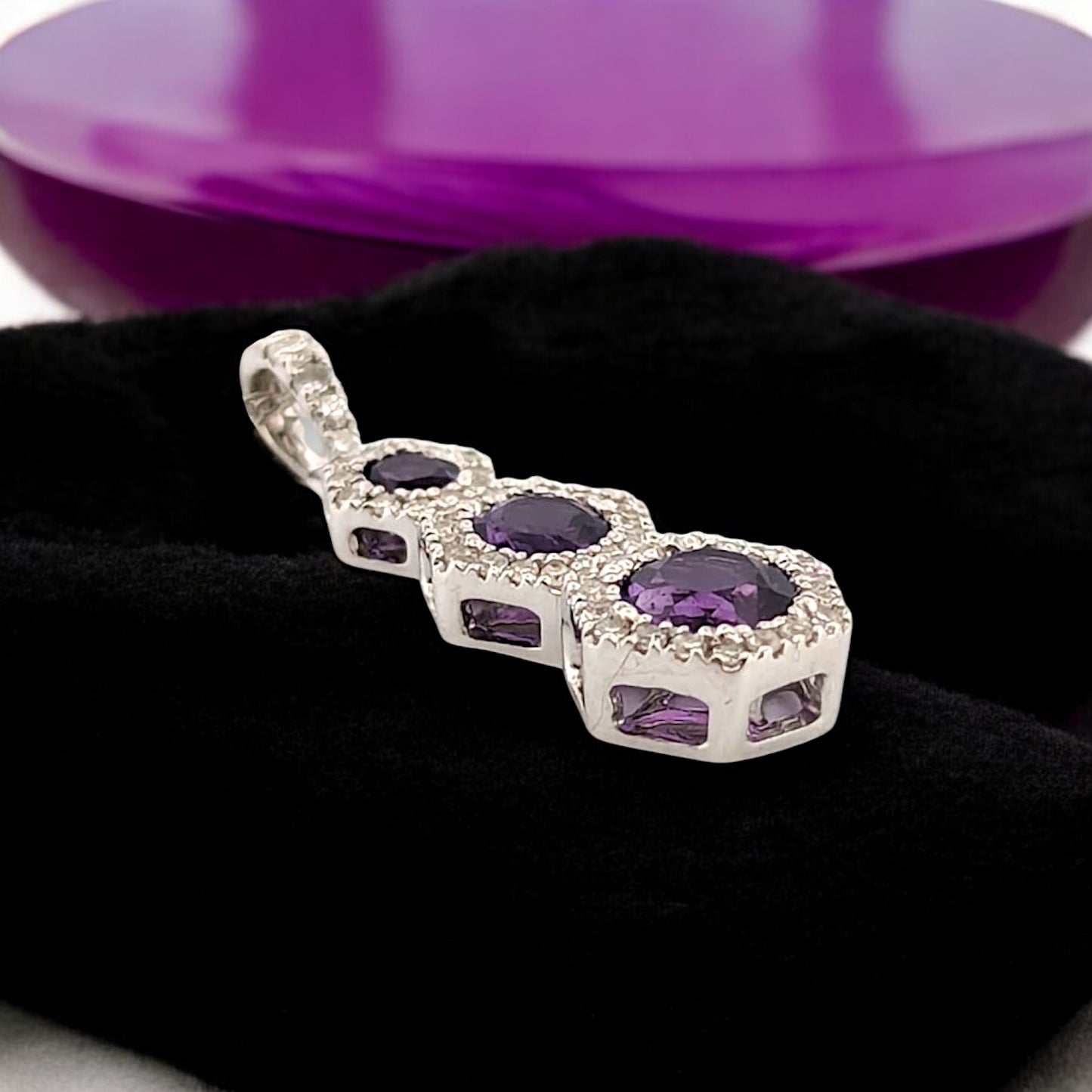 Matisse | 10k White Gold | Amethyst and Natural Diamond | Necklace