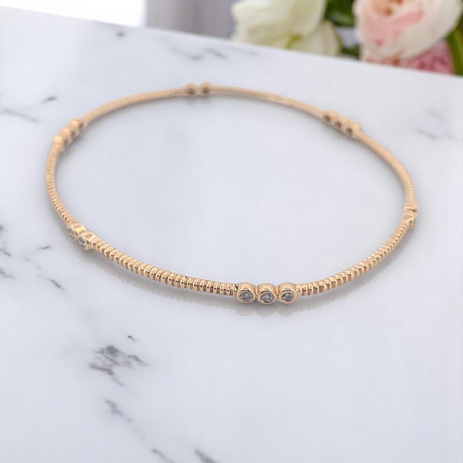 14K yellow gold bracelet with .29ct natural diamonds, named Sunniva.