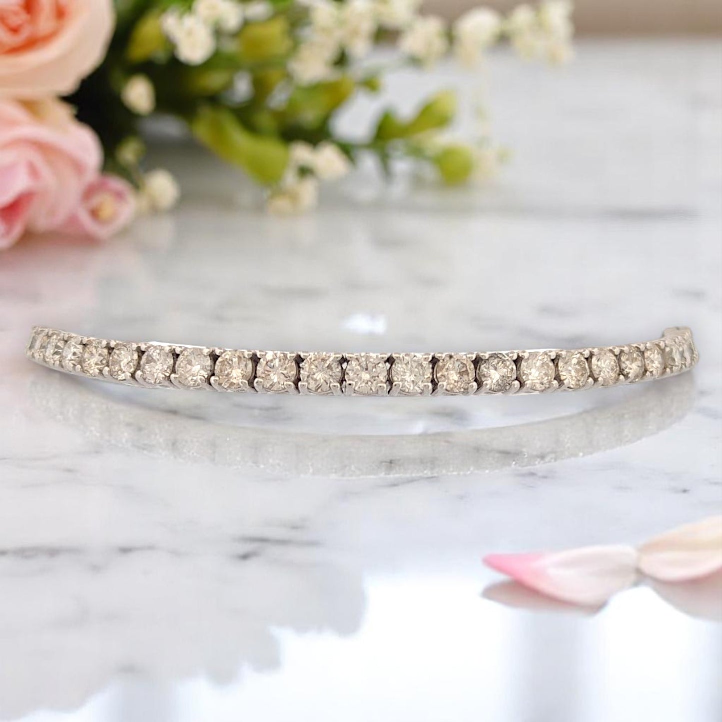 14k White Gold Tennis Bracelet with 5.0 ctw Natural Round Diamonds