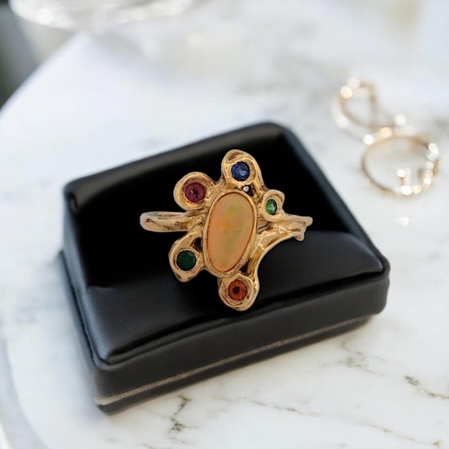 Andrea | 18k Yellow Gold | Opal and Sapphire | Ring