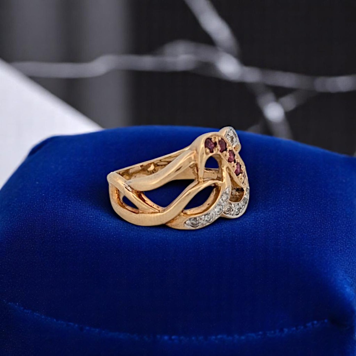 Benoite | 14K Yellow Gold | Ruby and Natural Diamonds | Ring