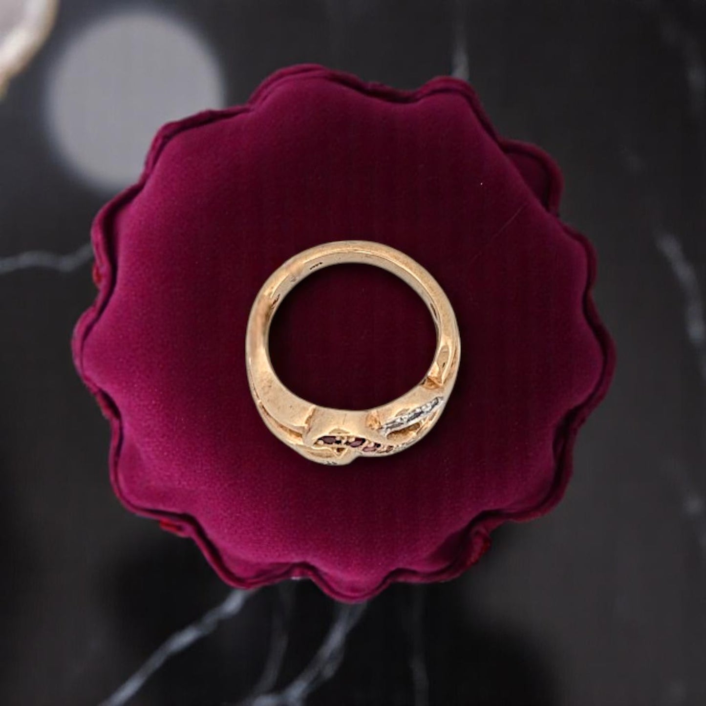 Benoite | 14K Yellow Gold | Ruby and Natural Diamonds | Ring