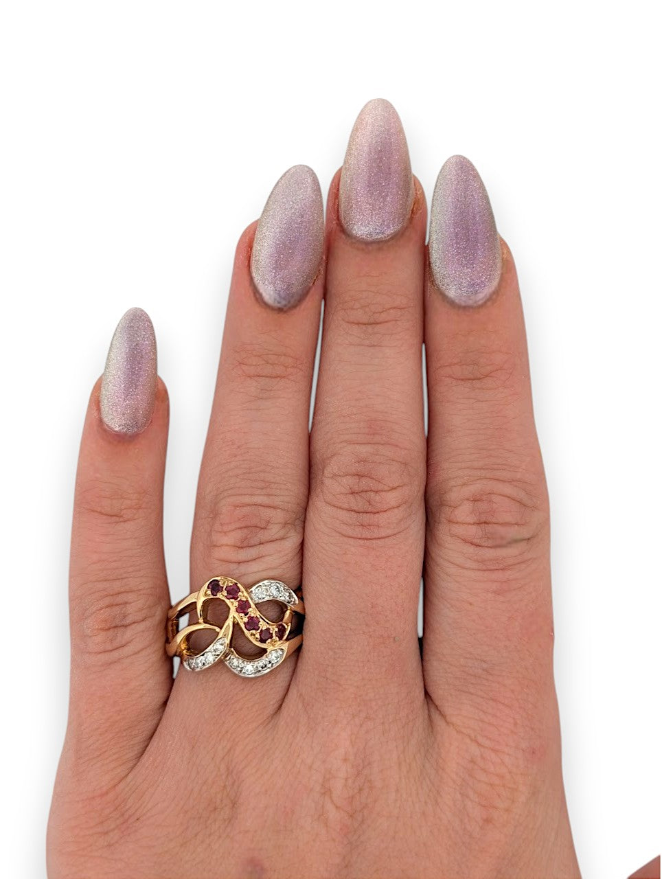 Benoite | 14K Yellow Gold | Ruby and Natural Diamonds | Ring