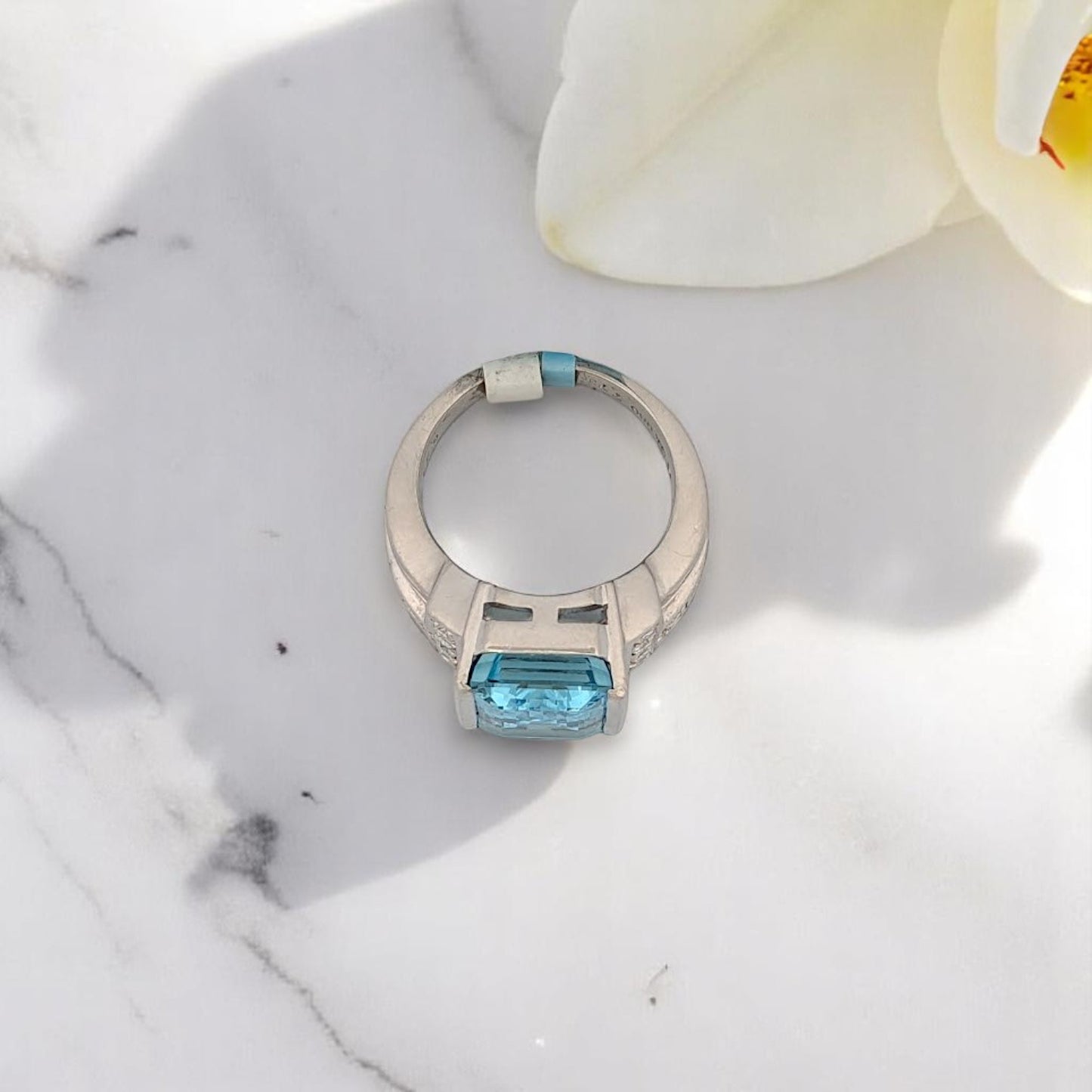 Abigail | Platinum | Aquamarine and Natural Diamond | Ring