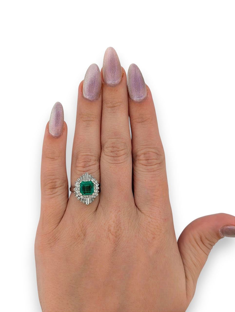 Thekla | Platinum | Emerald and Natural Diamond | Ring