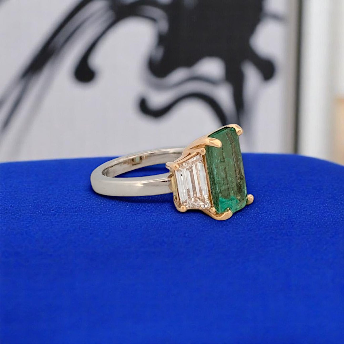 Romy | Platinum and 18k Yellow Gold | Emerald and Lab Diamond | Ring