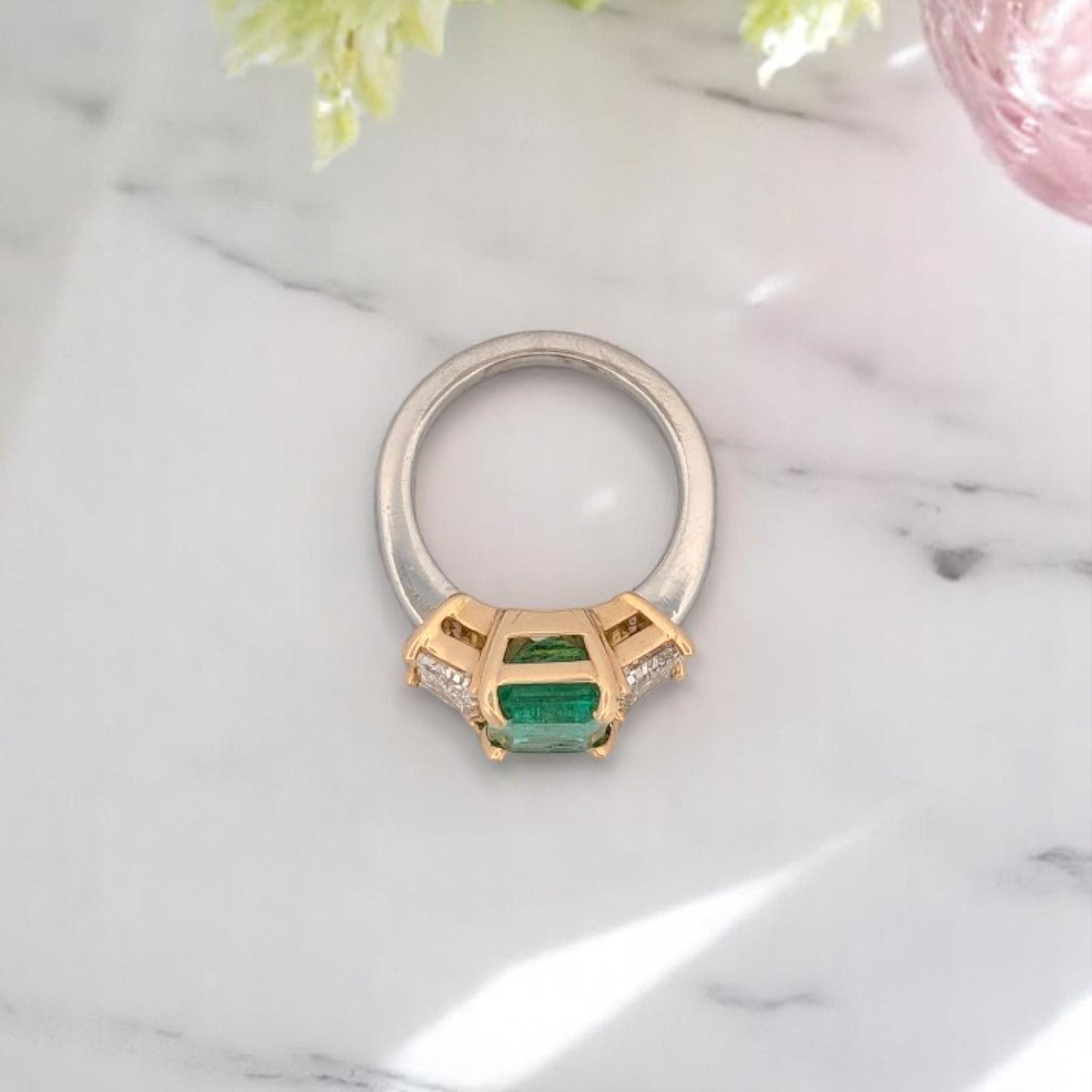 Romy | Platinum and 18k Yellow Gold | Emerald and Lab Diamond | Ring