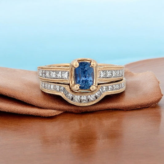 Marisol | 14K Yellow Gold | Tanzanite Center and Natural Diamond | Ring