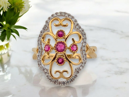 Sylvie | 10k Yellow Gold | Ruby and Natural Diamond | Ring