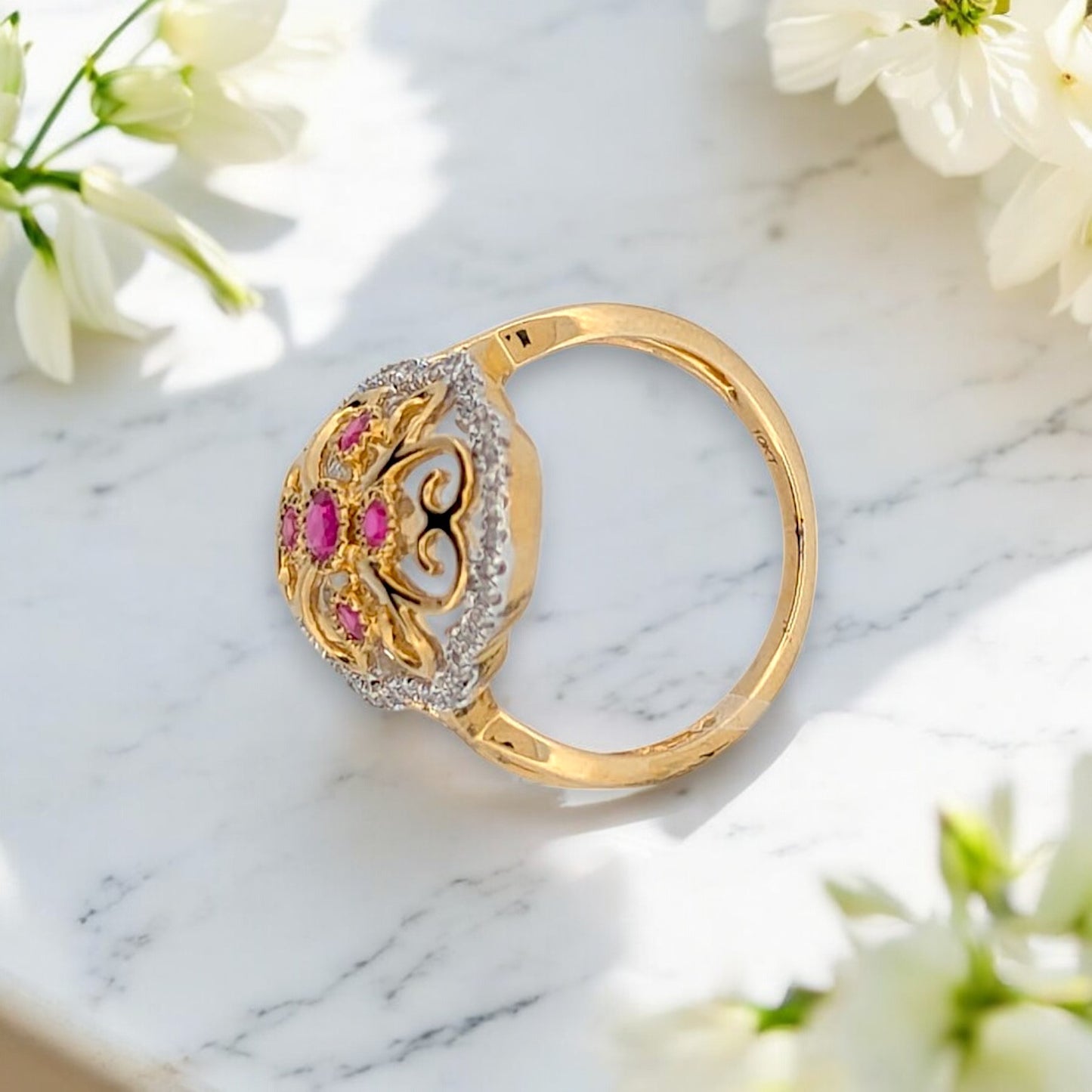 Sylvie | 10k Yellow Gold | Ruby and Natural Diamond | Ring