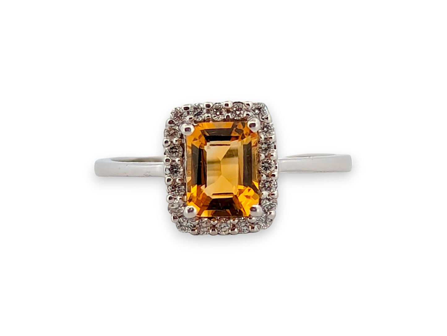 Zephyra | 10k White Gold | Citrine and Natural Diamond | Ring