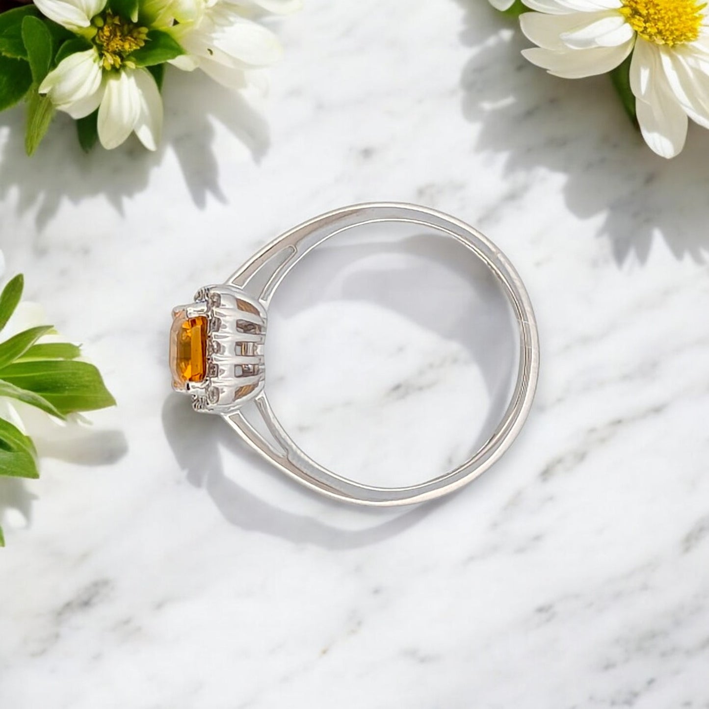 Zephyra | 10k White Gold | Citrine and Natural Diamond | Ring
