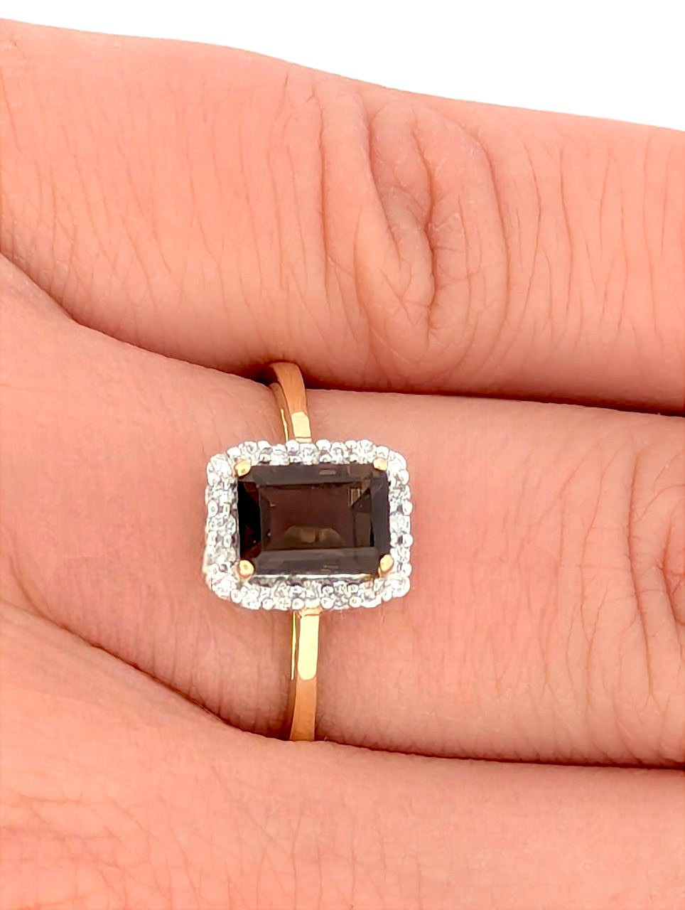 Lunaria | 10k Yellow Gold | Quartz and Natural Diamond | Ring