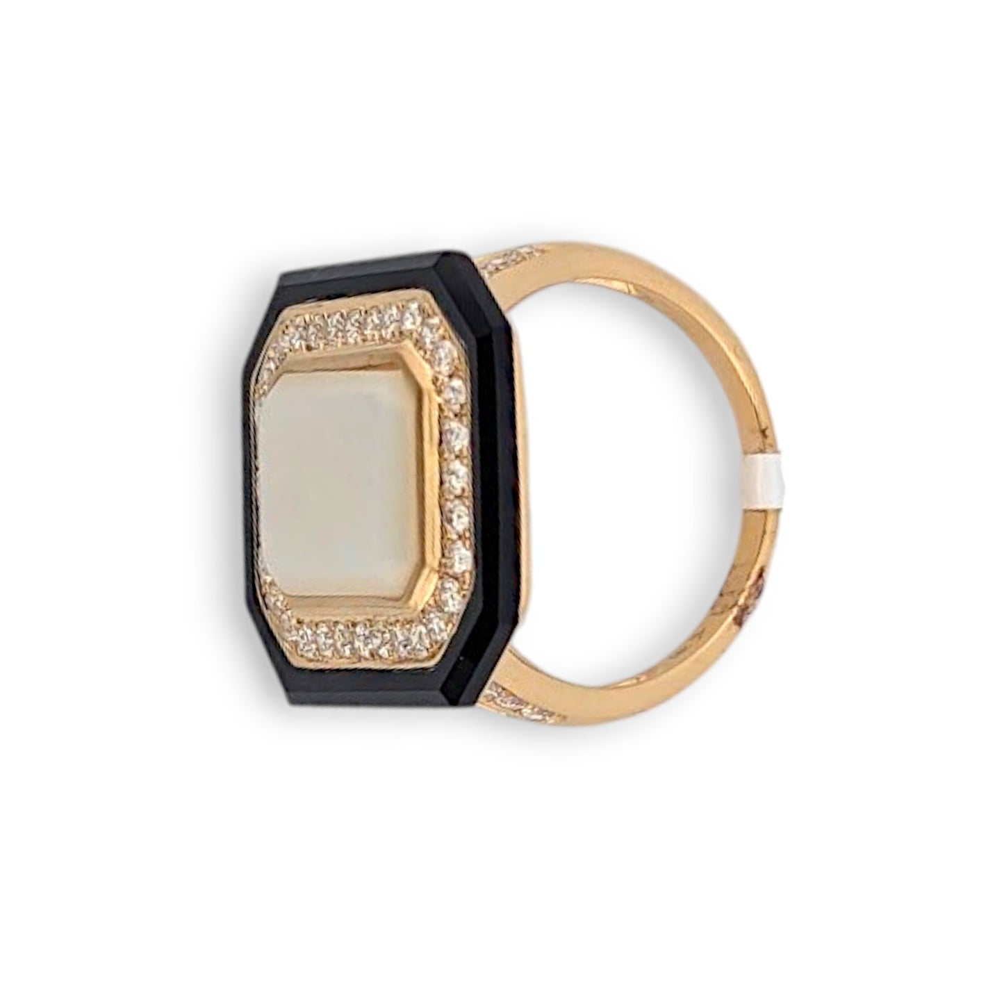 Elysia | 18K Yellow Gold | Mother of Pearl, Onyx and Natural Diamond | Ring
