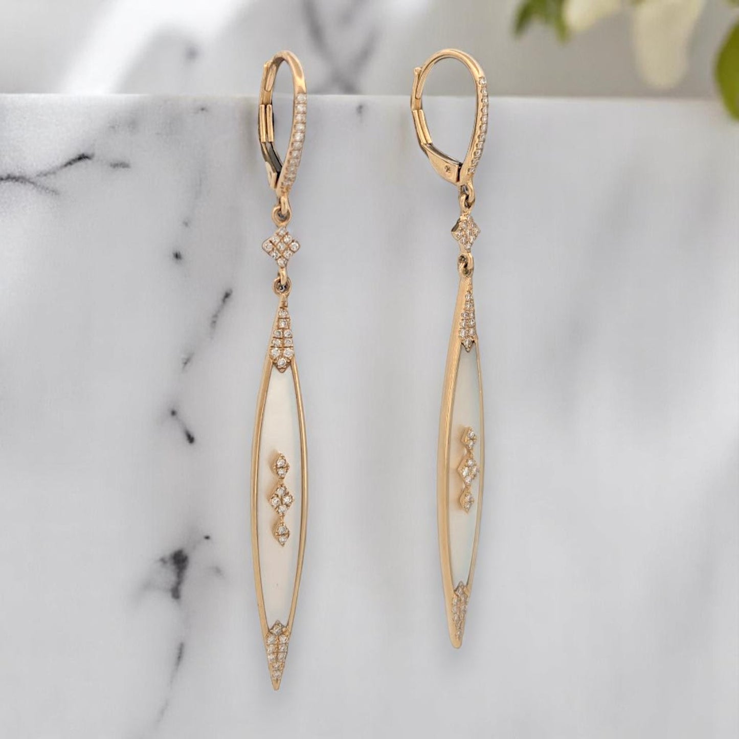 diamond and pearl drop earrings
