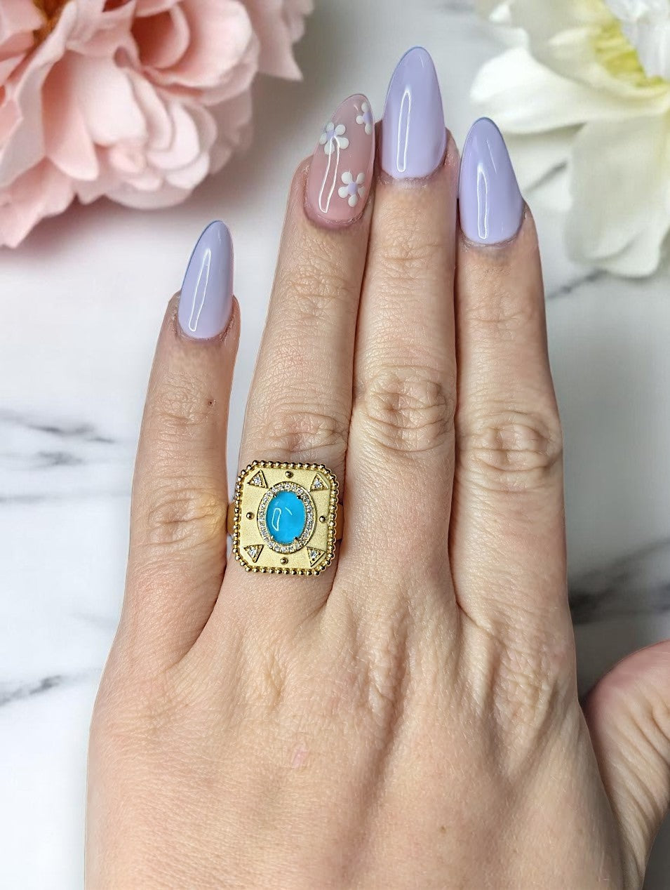 Fable | 18K Yellow Gold | Turquoise and Natural Diamond | Ring