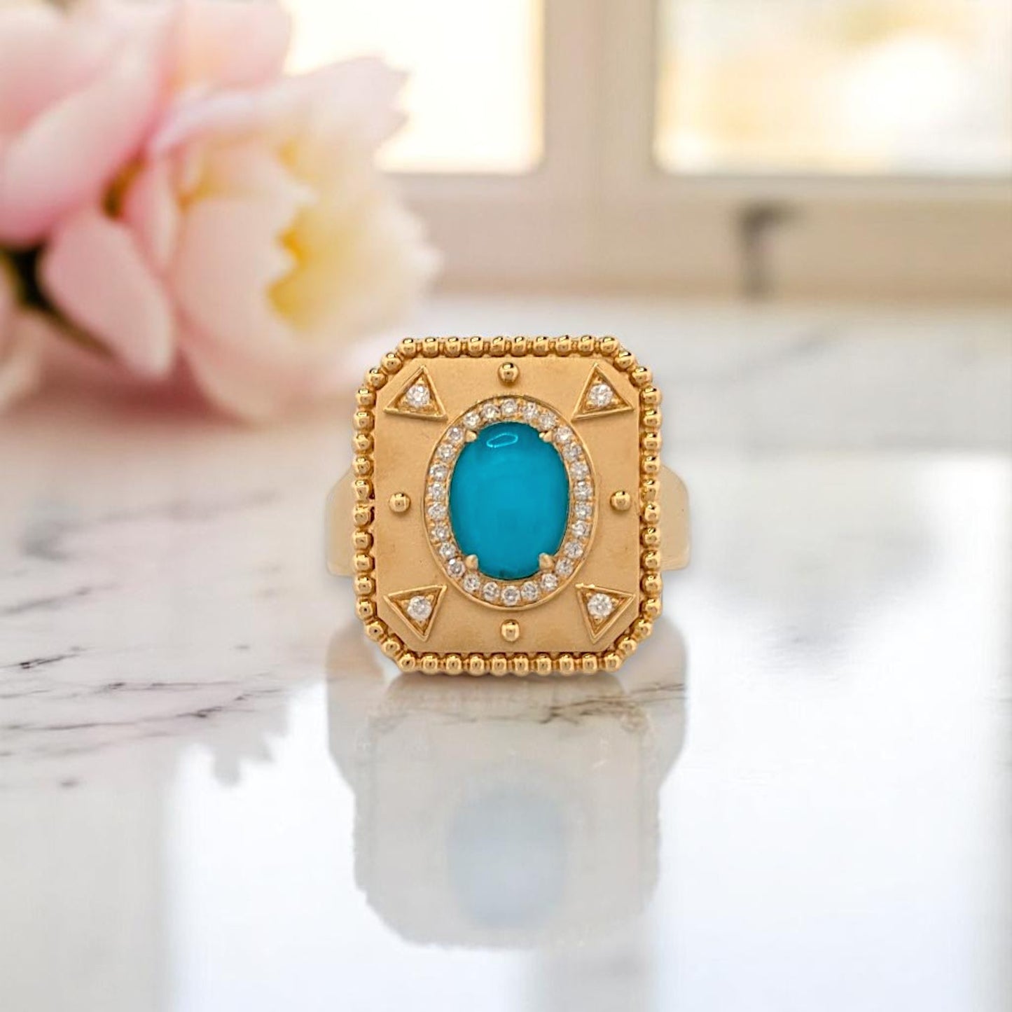 Fable | 18K Yellow Gold | Turquoise and Natural Diamond | Ring