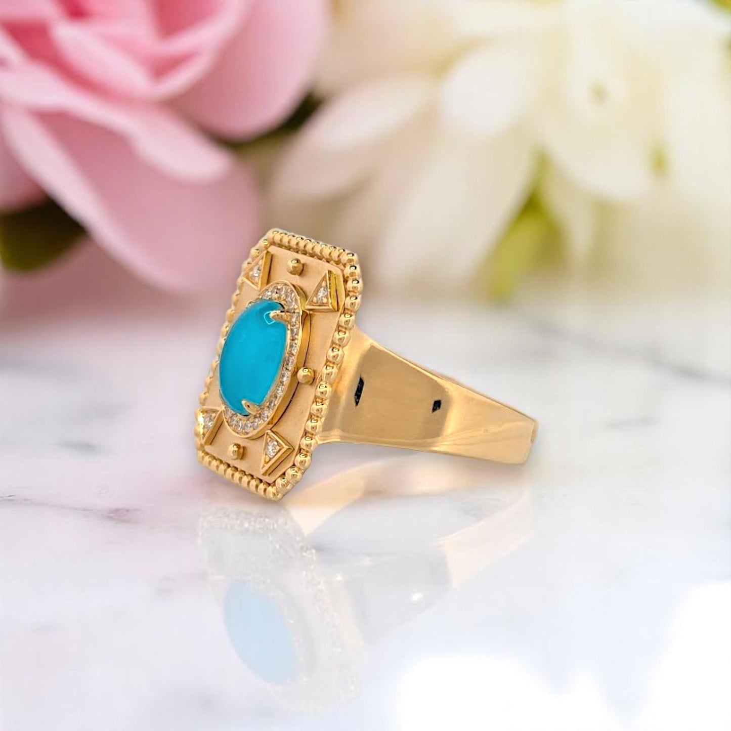 Fable | 18K Yellow Gold | Turquoise and Natural Diamond | Ring
