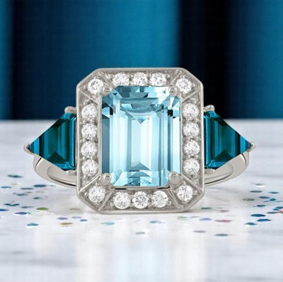 Calliope | 18K White Gold | Topaz and Natural Diamond | Ring