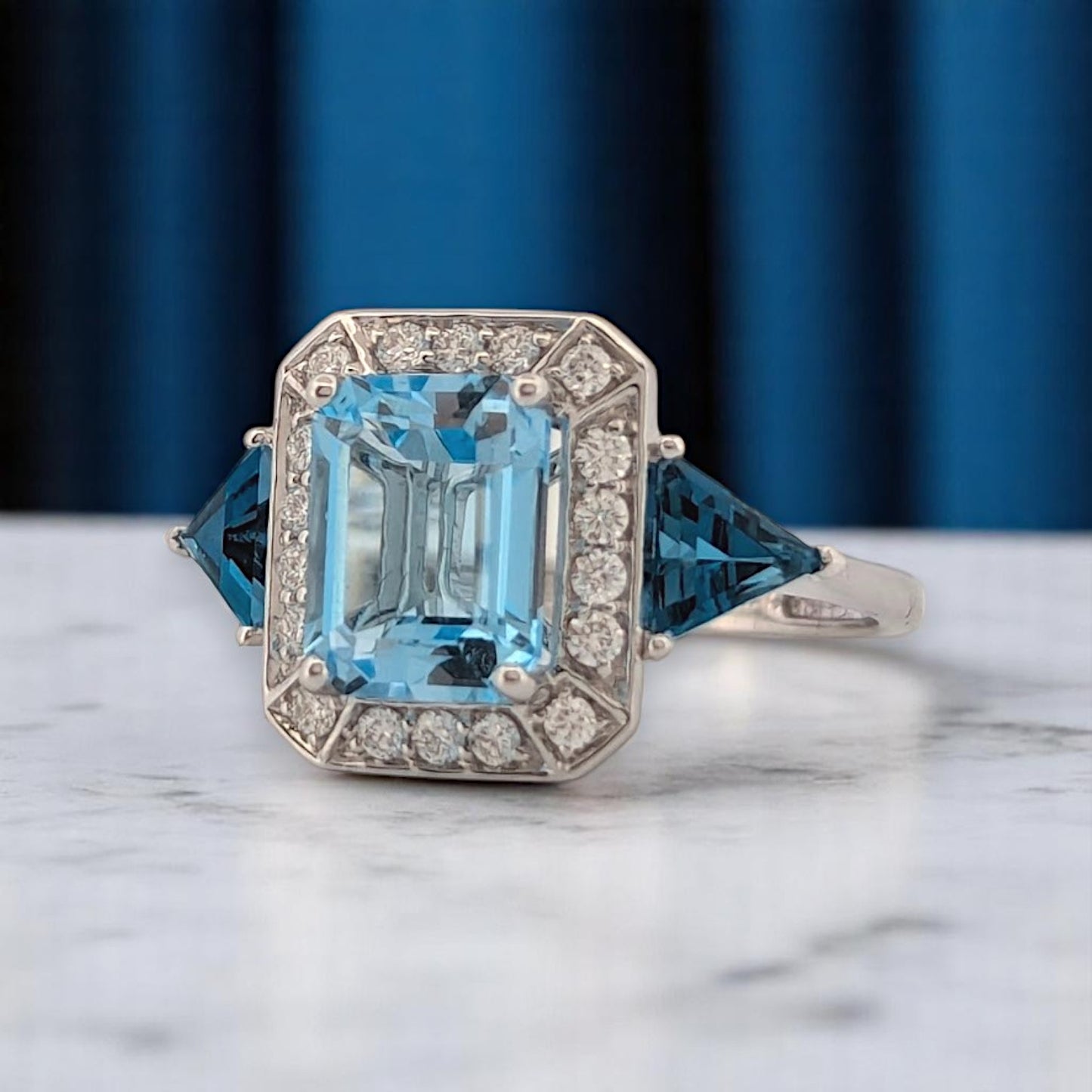 Calliope | 18K White Gold | Topaz and Natural Diamond | Ring