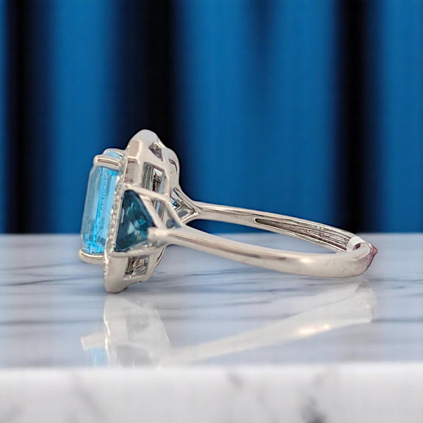 Calliope | 18K White Gold | Topaz and Natural Diamond | Ring