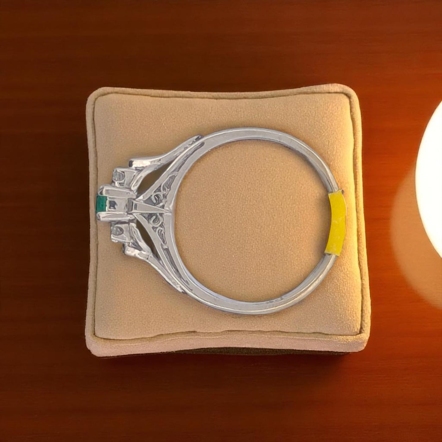 Kinsley | Estate | 14k White Gold | Emerald and Natural Diamond | Ring