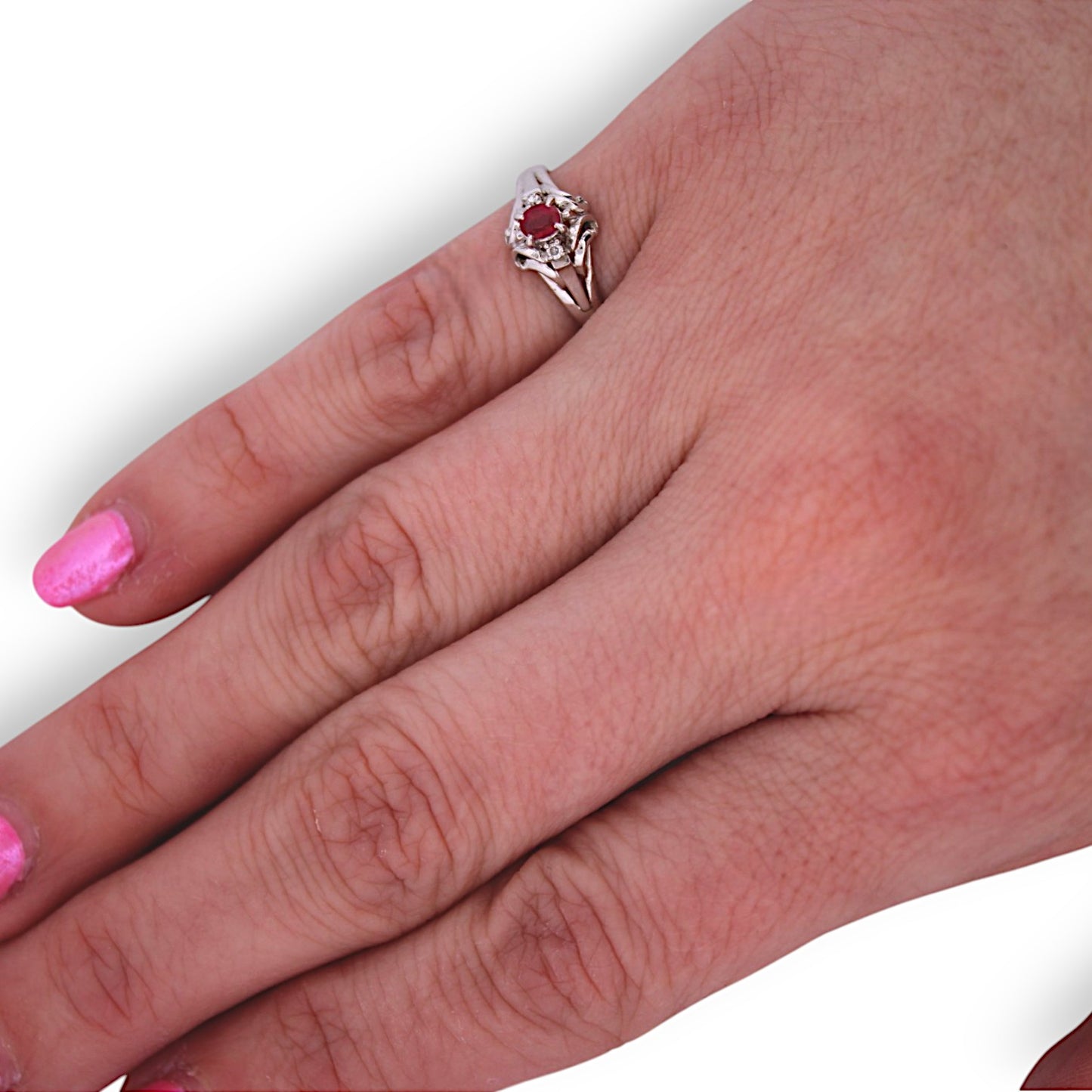 Zelda | Estate | Platinum | Ruby and Natural Diamond | Ring