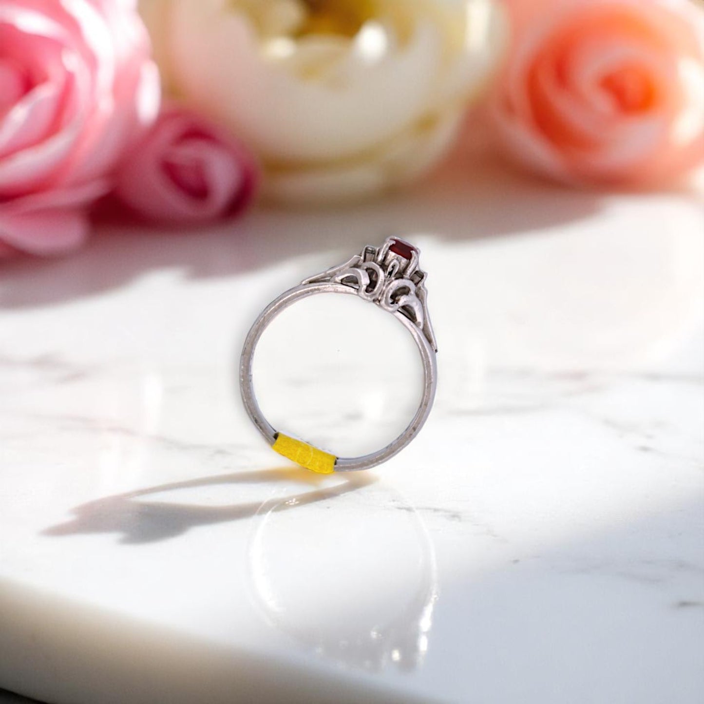 Zelda | Estate | Platinum | Ruby and Natural Diamond | Ring