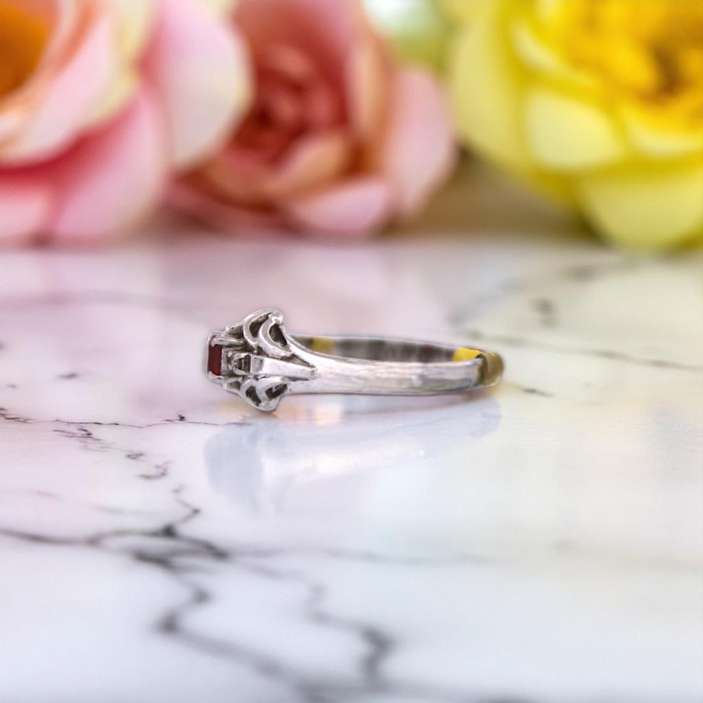 Zelda | Estate | Platinum | Ruby and Natural Diamond | Ring