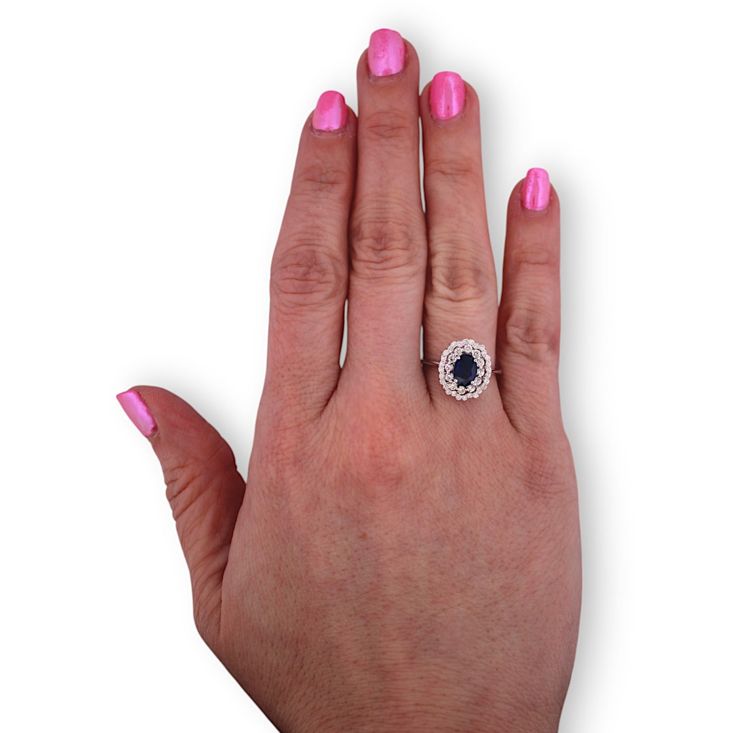 Maude | 14k White Gold | Sapphire and Natural Diamond | Ring