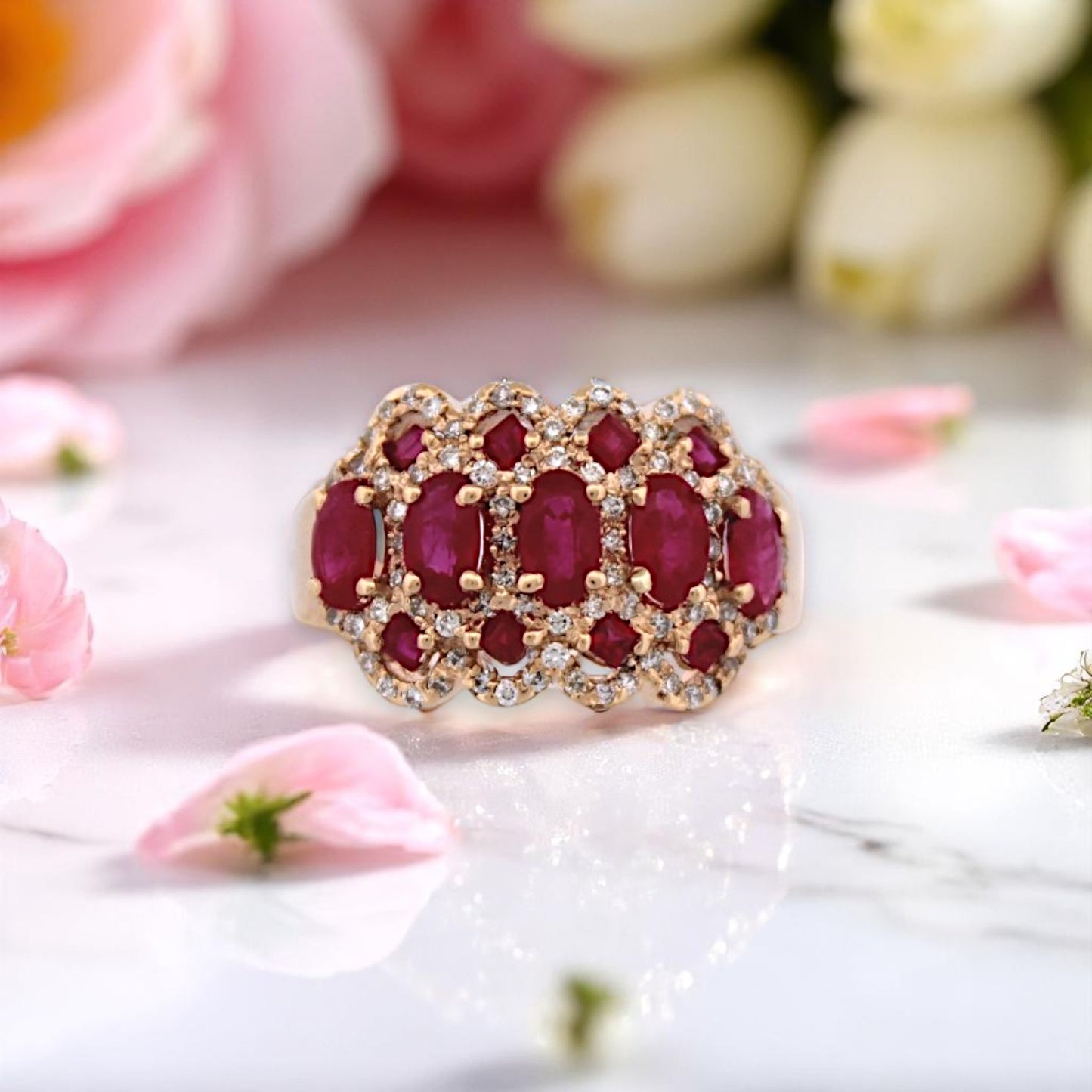 Louisa | 14k Yellow Gold | Ruby and Natural Diamond | Ring