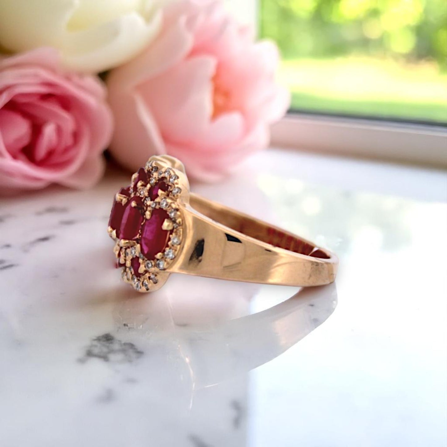 Louisa | 14k Yellow Gold | Ruby and Natural Diamond | Ring