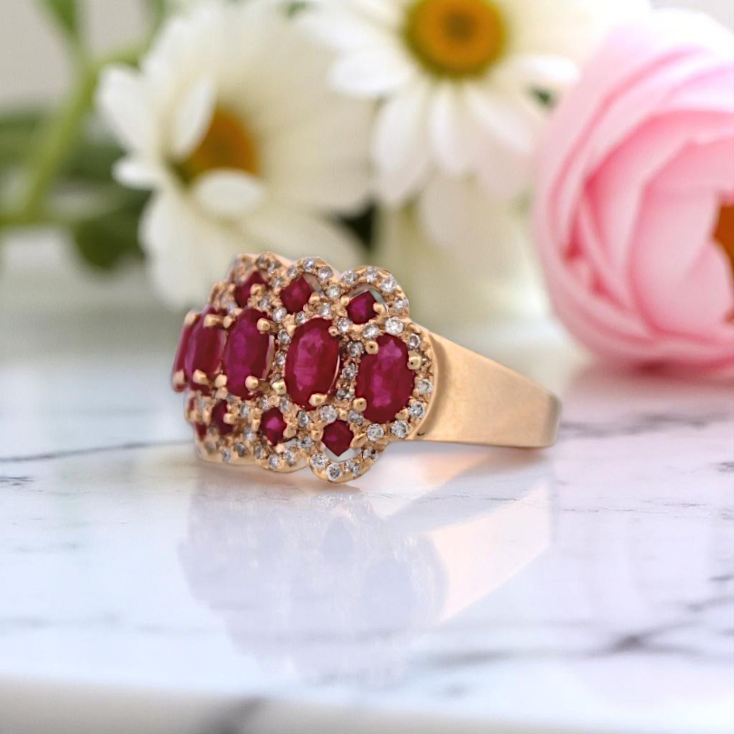 Louisa | 14k Yellow Gold | Ruby and Natural Diamond | Ring